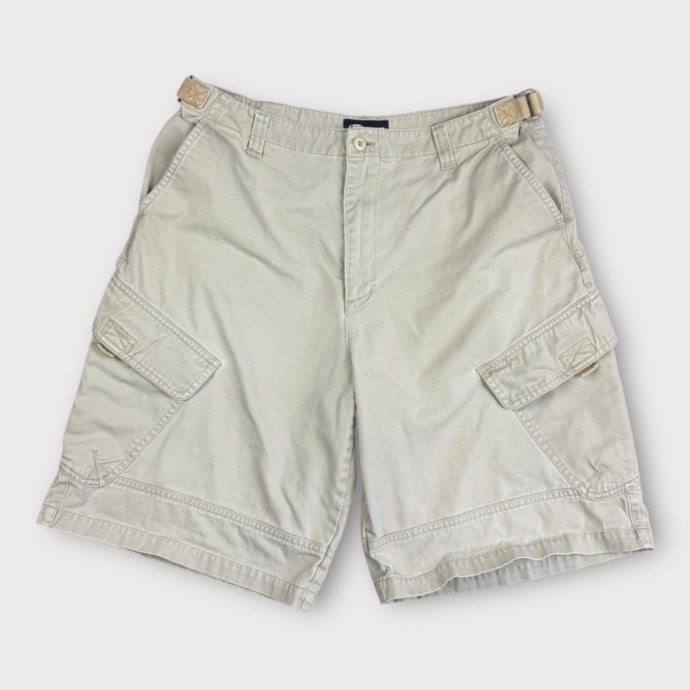 Rue Y2K Jeans Mens Cargo Shorts Tan Khaki Cotton‎ Size 34 Adjustable Waist